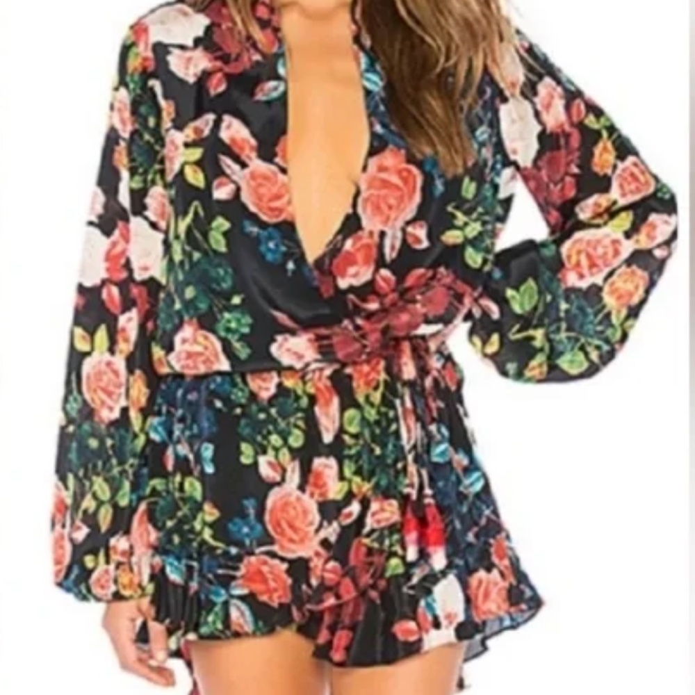 Rocco Sand wrap floral mini dress new XS